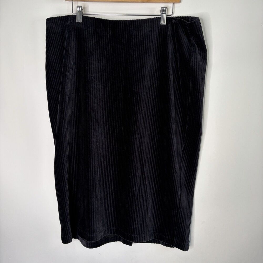 J Jill Corduroy Skirt Pull On Black Straight Pencil Cotton Blend Women 2X NWT